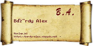 Bárdy Alex névjegykártya