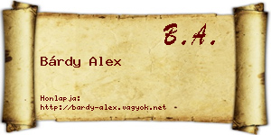 Bárdy Alex névjegykártya